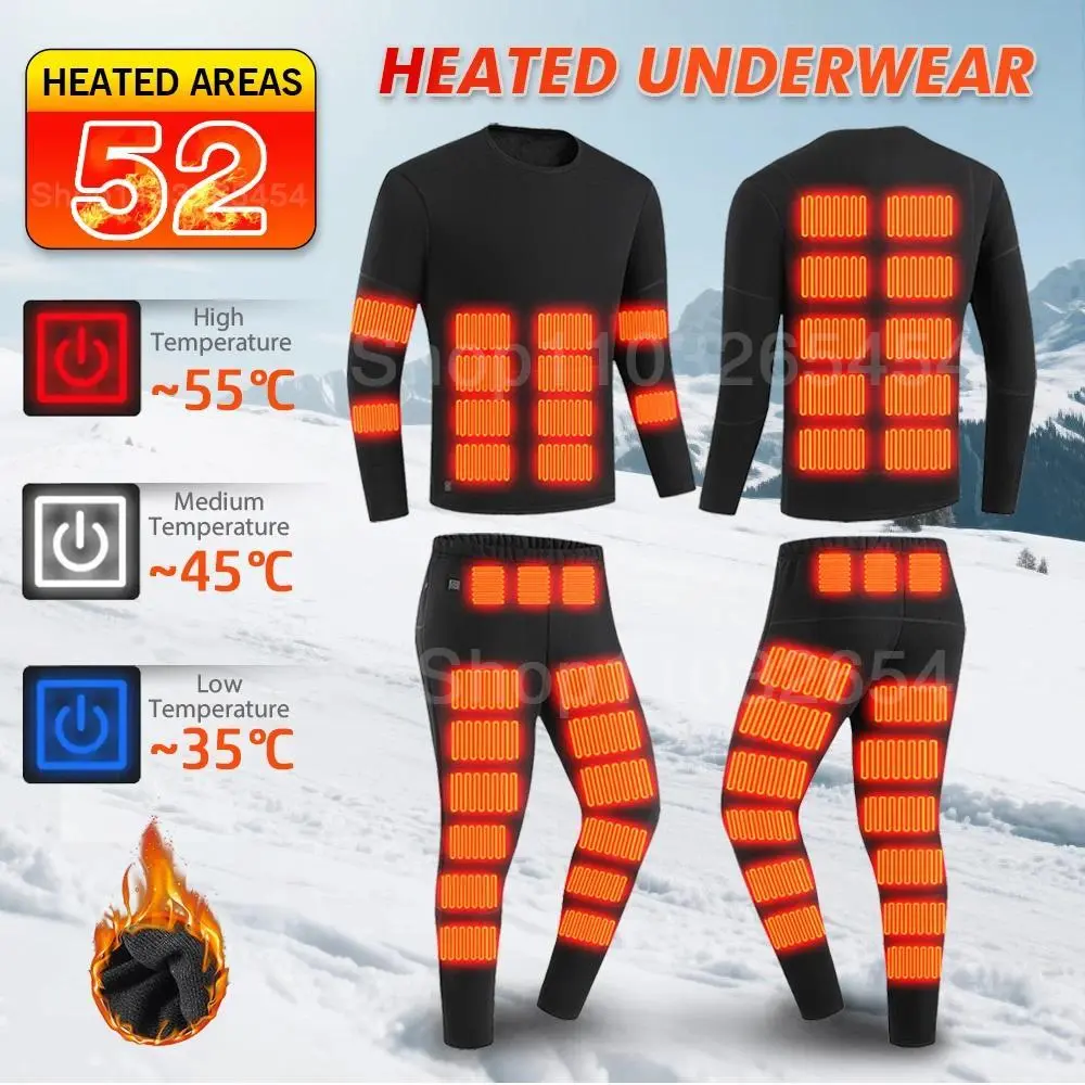Winter Heated Underwear Set Women Men USB Electric Heating Jacket  Outdoor Sports Thermal Underwear Electric Heated Equipment