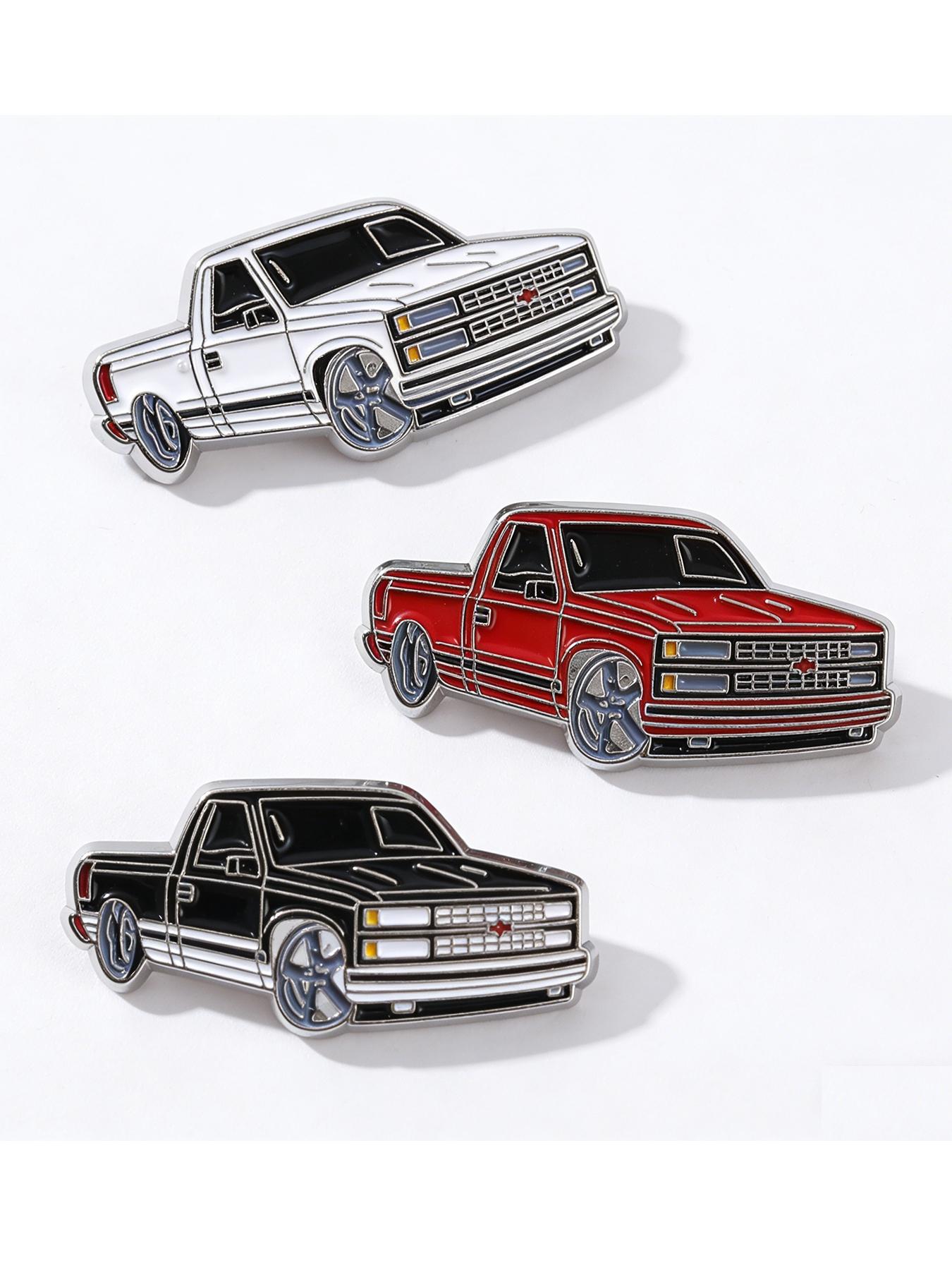 3-Piece Chevrolet 454 SS Hat Clip Pin Set, 90s Retro Classic Truck Enamel Brooch, Enamel Lapel Pins, Vintage Racing Golf Hat Clips for Chevy Fans & Truck Enthusiasts, Metal Alloy Cap Pin Gift for Men, Men Accessories