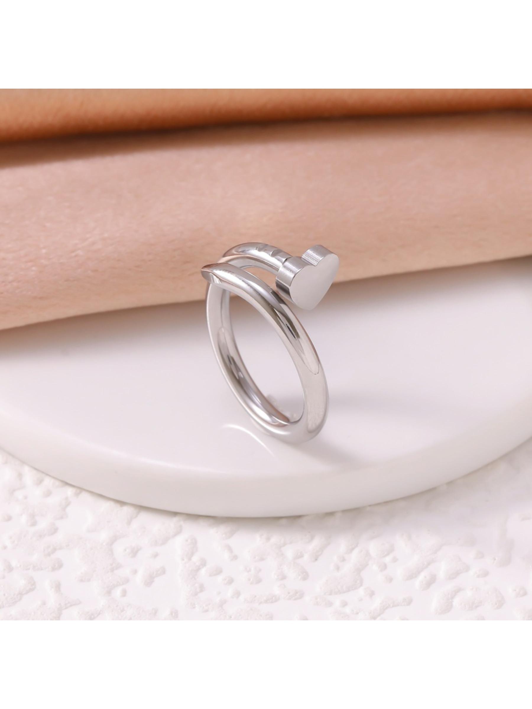 European and American Style Simple Fashion Stainless Steel Heart-shaped Ring, Personalized Design Couple Love Ring Set