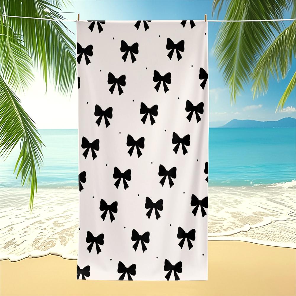 Bow Series Cute Romantic Sweet Sand Free Beach Towel, for Beach, SPA, Hot Spring, Pool, Picnic, Camping, Gym and Yoga, Absorbent, Fast Drying, Lightweight and Portable, Housewarming Birthday Valentine's Day Christmas Gift