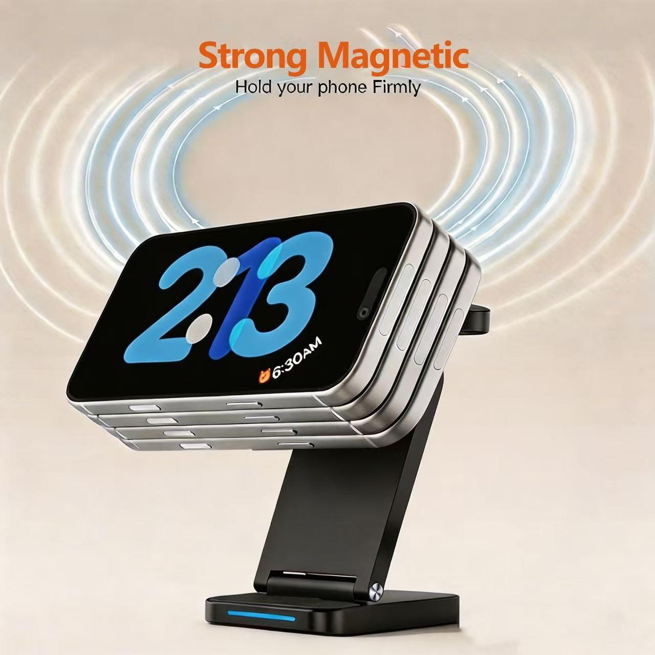 15w Folding Magnetic Wireless Charger, Fast Charging for iPhone 16-12, Iwatch 1-9, AirPods 3/2/pro, Portable Wireless Charger