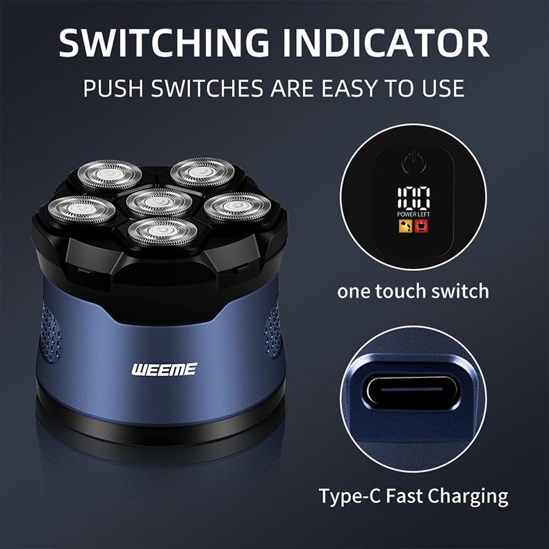 Weeme Head Shavers for Bald Men, Upgraded Magnetic Head Shaver, Multifunctional Shaving Head, Wet/dry Electric Razor, Mens Bald Head Shaver Kit, 5v Power Consumption