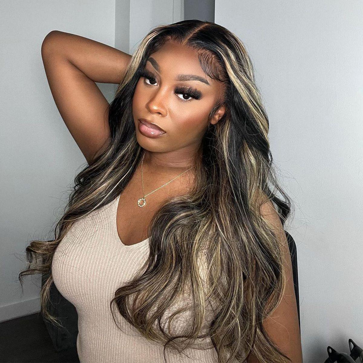 Mscoco Hair Balayage Honey Blonde Highlight Human Hair Wig Glueless Pre Cut 6x5 Wear And Go 1B 22 Body Wave HD Lace Wig