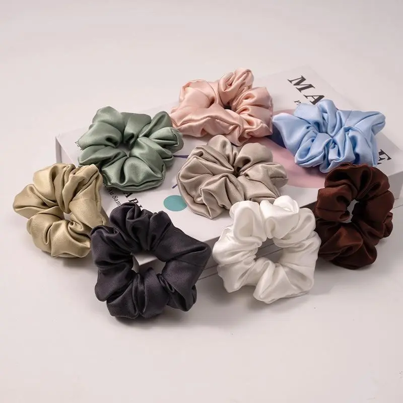 30 Momme Heavy Mulberry Silk Scrunchies, Gentle Hair Ties for Ponytail, No Crease Hair Protective Silk Hair Bands