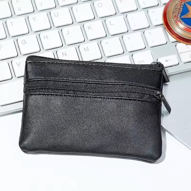 Mini Leather Coin Purse Small Zipper Wallet for Men & Women Key Holder Change Pouch PU Fabric 7.5cm x 10.5cm, Cool Mini Stuff