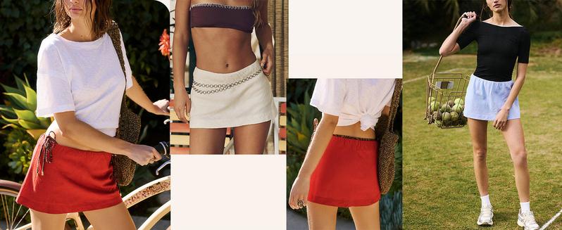 Tanming Womens Pantskirts Cotton Linen Reversible Sport Skorts Casual Cute A-Line Mini Dress with built in Shorts with Ruffle Inner Waistband Springfresh Summer Outfit