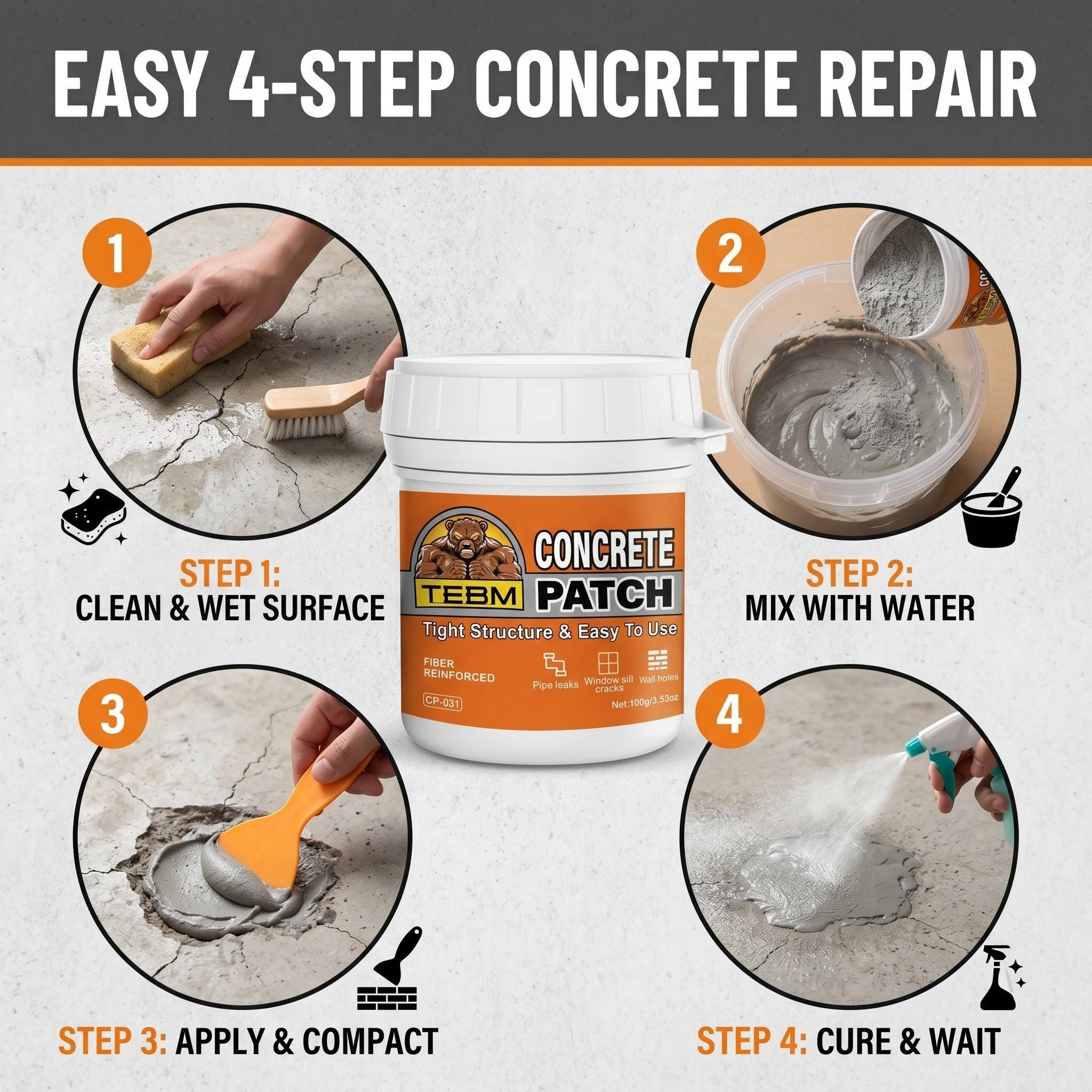 Industrial Grade Cement Crack Filler, Non-Shrinking, Smooth Seamless Finish, Weatherproof, Waterproof, Ideal for Foundation Repair, Concrete Restoration