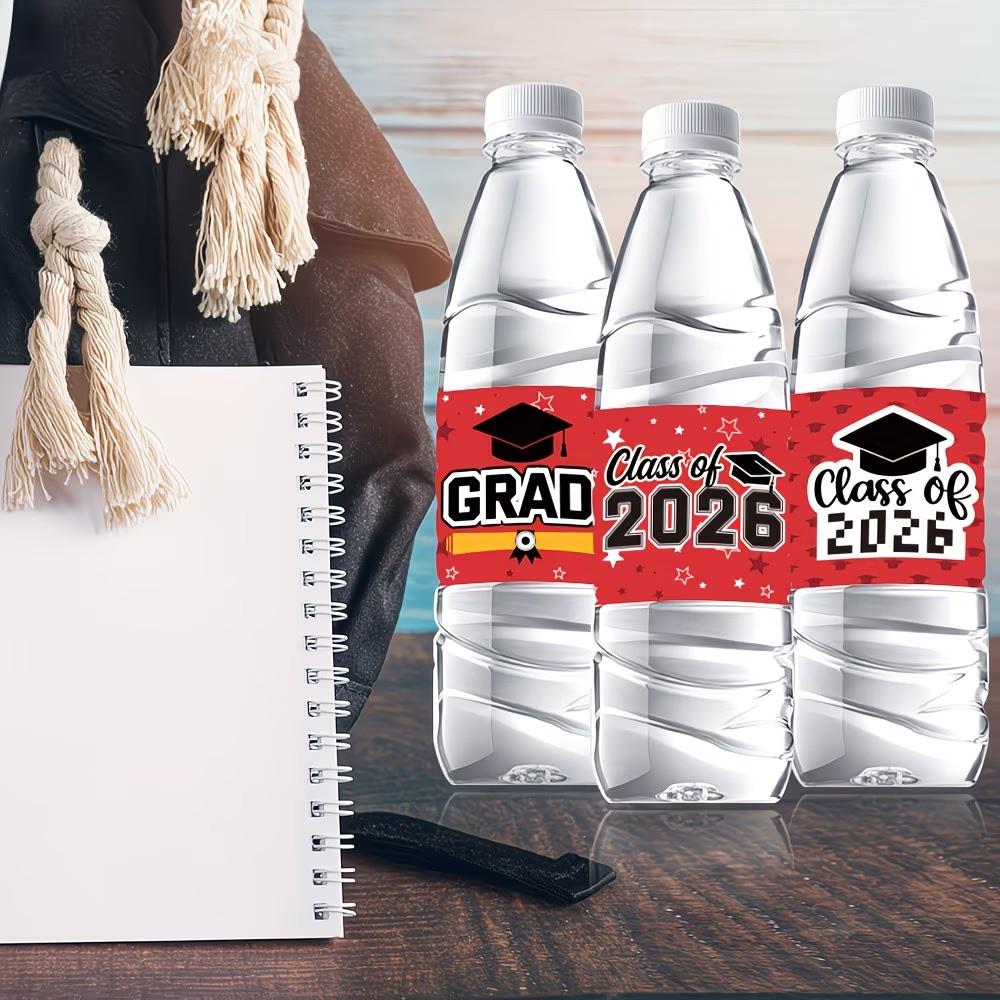 36Pcs Blue Class of 2026 Stickers, 3 Patterns x 12, Graduation Water Bottle Labels with Caps & Diplomas, Perfect for 2026 Graduation Ceremony Decor & Party Favors.