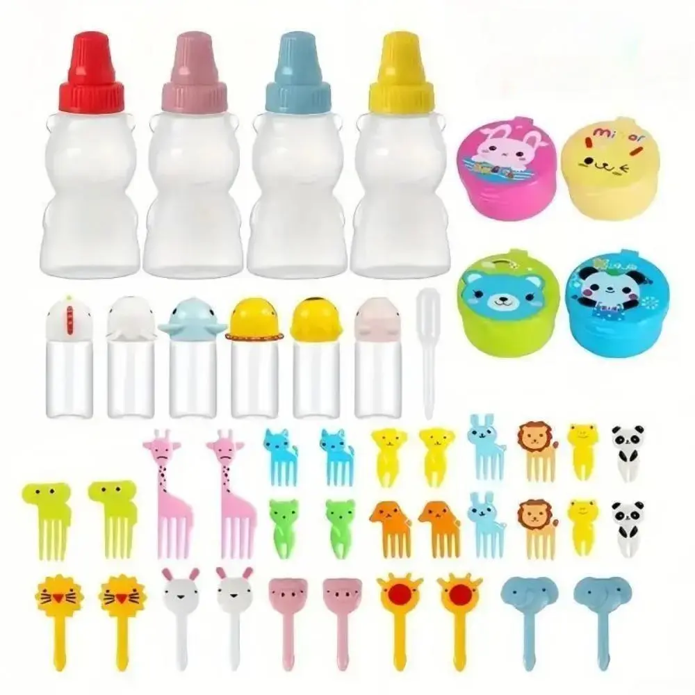 45-Piece Cartoon Animal Plastic Tableware Set, Durable Lightweight Tableware with Multi-Colored Forks & Spoons, Suitable for Parties & Everyday Use (Sports & Outdoor Protective Gear Accessory)
