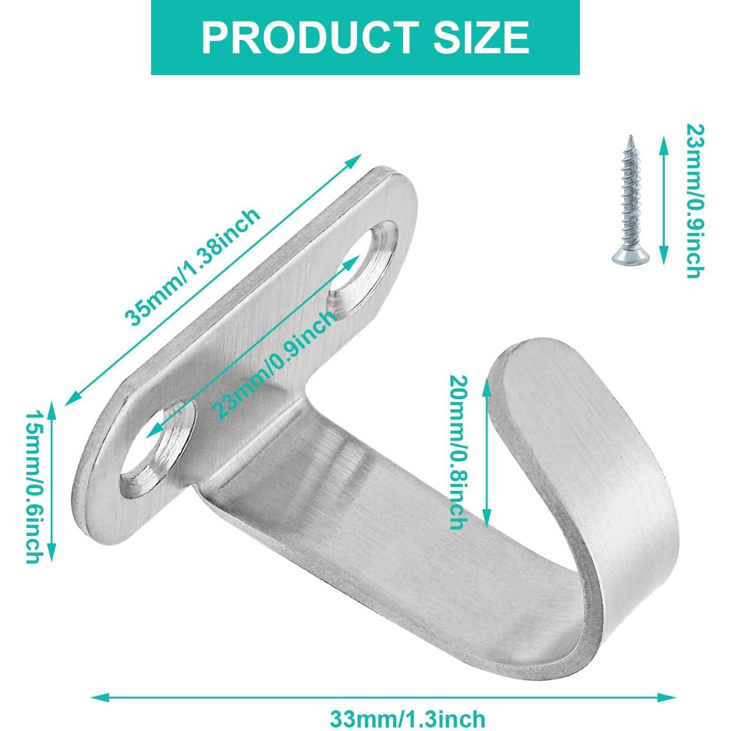 12 count Screw Mount Ceiling Hooks, Brushed Nickel | Stainless Steel, Under-Shelf Towel Hook, Heavy Duty Coat Hook Hanger, For Kitchen, Cupboard, Cabinet, Bathroom