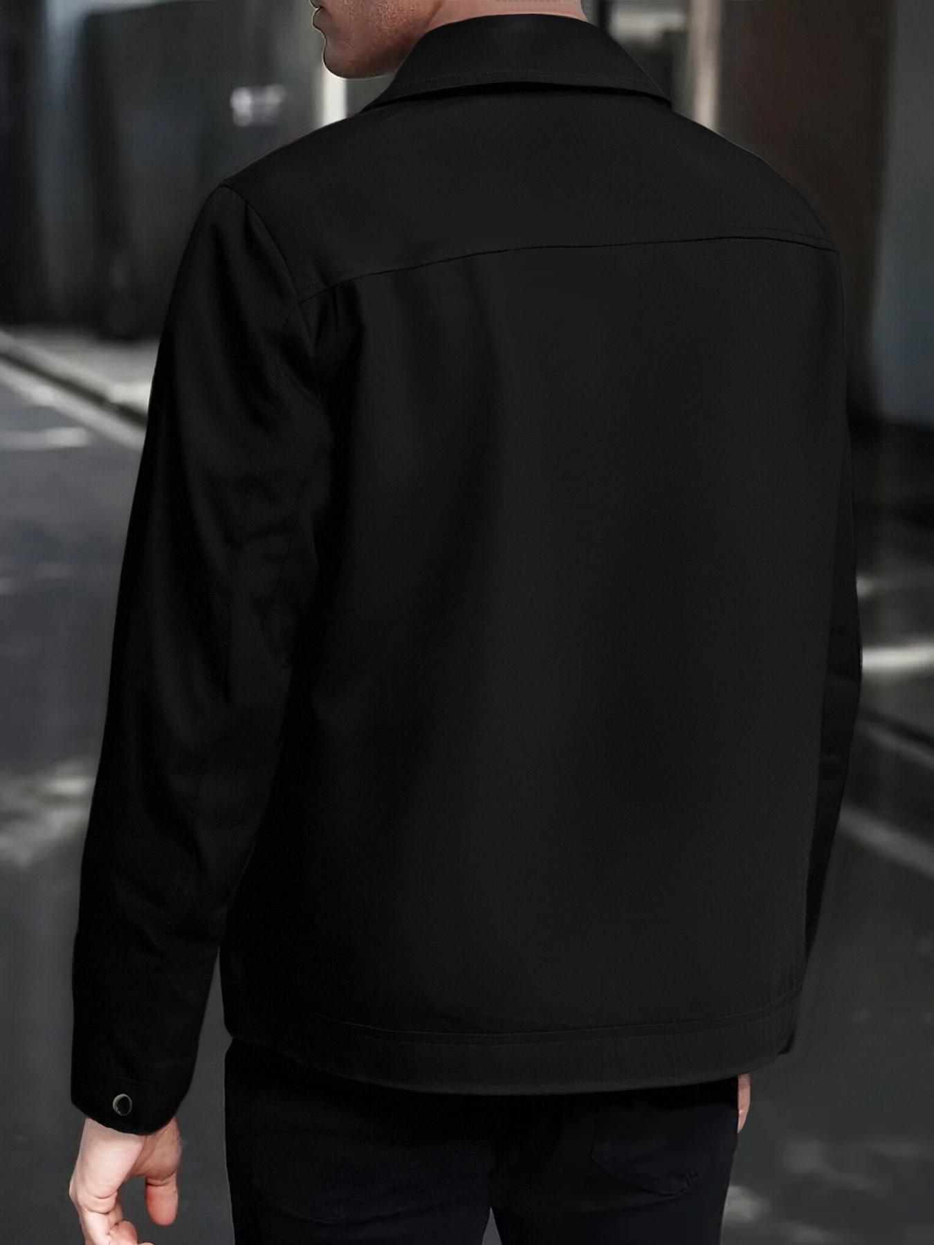 Men's Spring and Autumn Lightweight Jacket - Simple Office Solid Color Casual Jacket, Zipper Closure - Collar Design, Machine Washable, Polyester Fiber, Suitable for Daily Leisure, Work, and Formal occasions