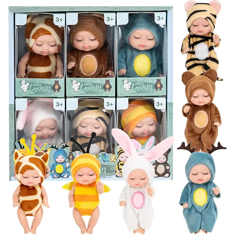 Girls' Cartoon Realistic Newborn Doll Set - 4.3in Mini Dolls, 6 Fairy Tale Princess Figures, Premium Gift Packaging, Pretend-Role Play Toy for Children Girls' Cartoon Realistic Newborn Doll Set - 4.3in Mini Dolls, 6 Fairy Tale Princess Figures, Premium Gift Packaging, Pretend-Role Play Toy for Children