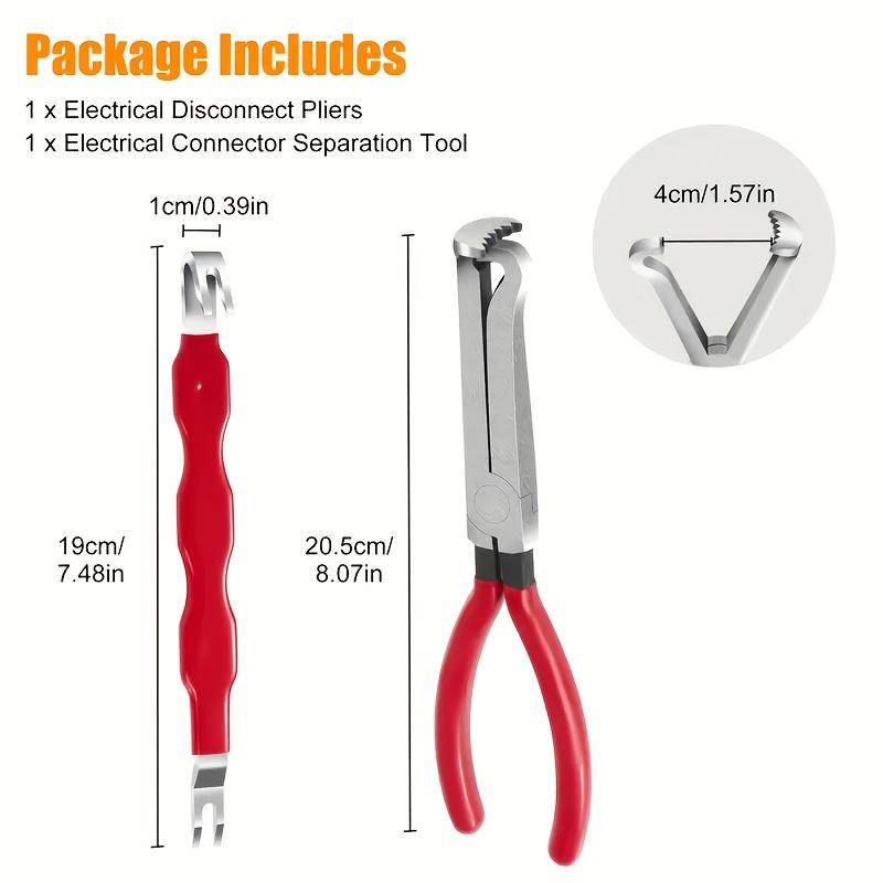 2-Piece Electrical Disconnect Tool Set, Quick Release Connector Separator, Plug Removal Pliers, Ergonomic Anti-Slip Handles, Durable Serrated Pliers, Disconnect Repair Tools