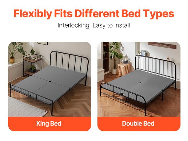 VEVOR Queen Size Bunkie Board, 1.5 in Bed Board Slats with 200D Oxford Cloth, Wooden Mattress Support for Queen Size Bed, Easy Assembly Support under Mattress, 4 Piece, Gray