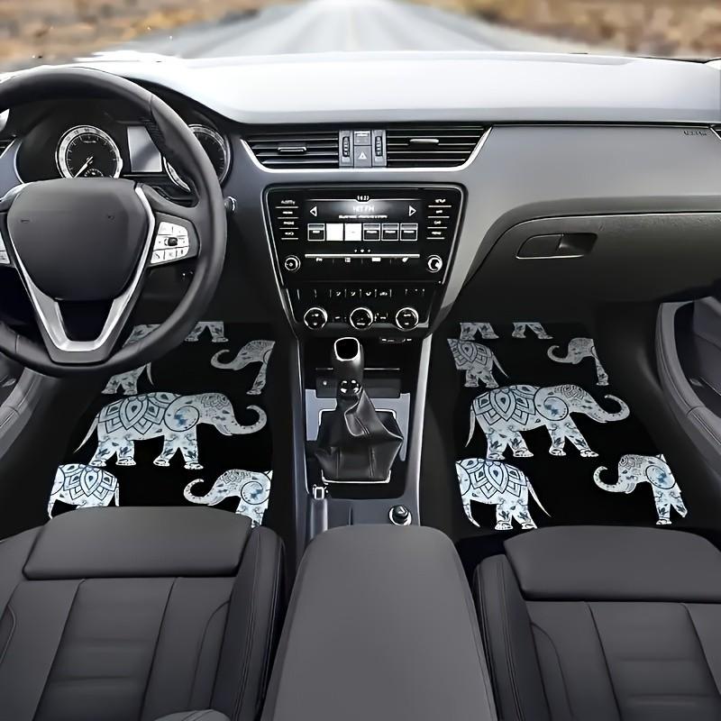 4pcs Universal Car Floor Mats, Elephant Print Thick Design, Fun Decor for Tesla Mdy, Small Cars, Suvs, Halloween, Christmas Gifts