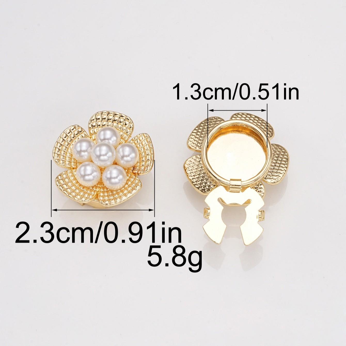 1pc Pearl Flower Shirt Button Set, Metal Clip Buckle for Coat Cardigan, Decorative Buttons, High-End Fashion Accessories