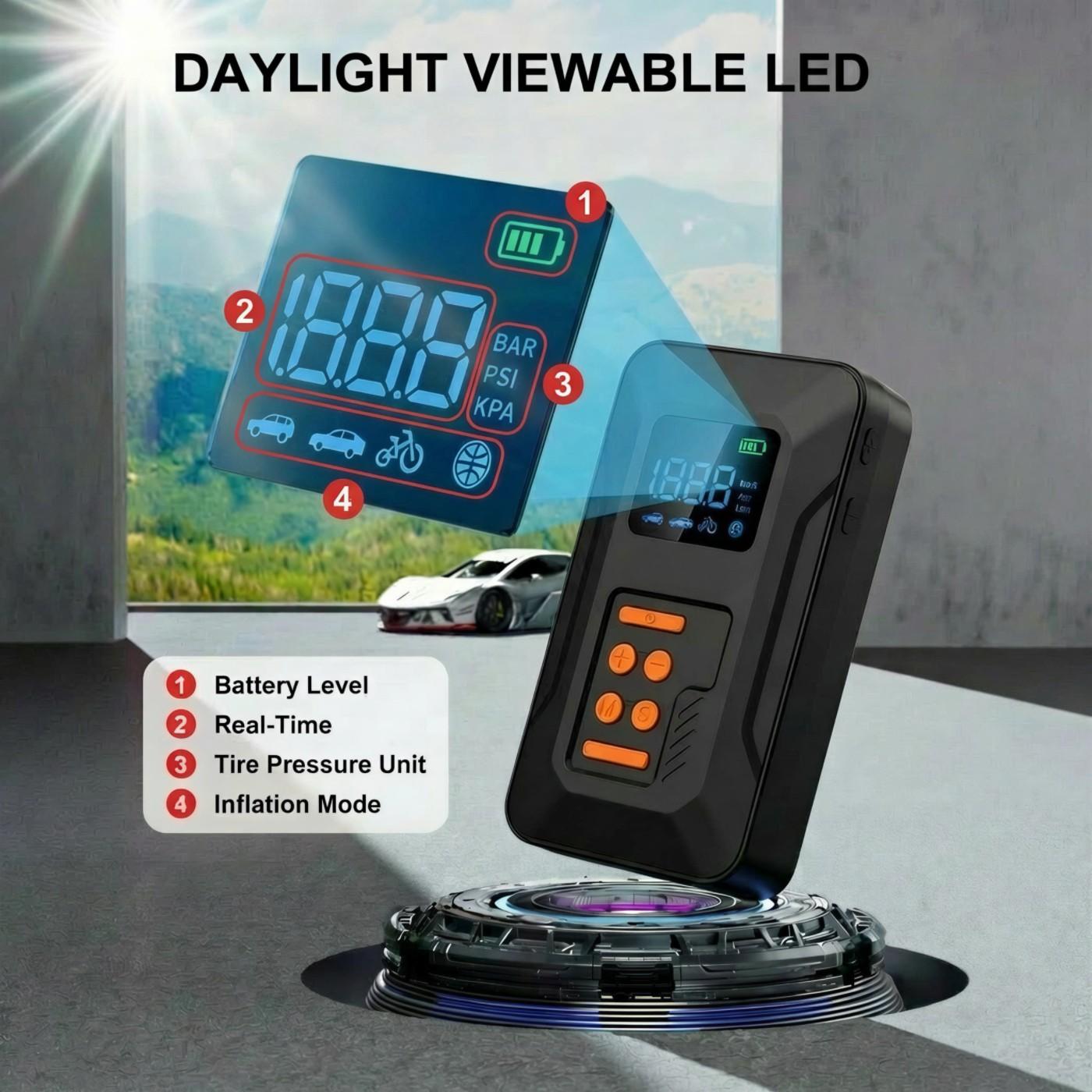 Anqva Q3 Jump Starter with Air Compressor, 3000A Portable Car Battery Booster (9.0 Gas/6.5L Diesel) with 150PSI Auto-Shutoff Tire Inflator, 12V Supersafe Lithium Jump Box Car Battery Jumper Starter