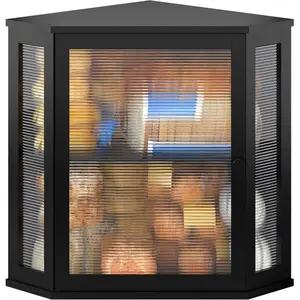 Corner Bread Box for Kitchen Countertop Double Layer  Wooden Bread box Large Capacity Bread Storage Bin(Black, )