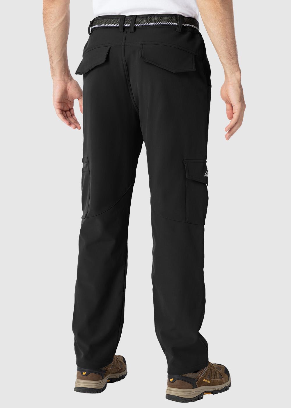 TBMPOY Men's Cargo Hiking Pants Fleece Lined Waterproof Windproof Snow Ski Insulated Pant with 6 Pockets