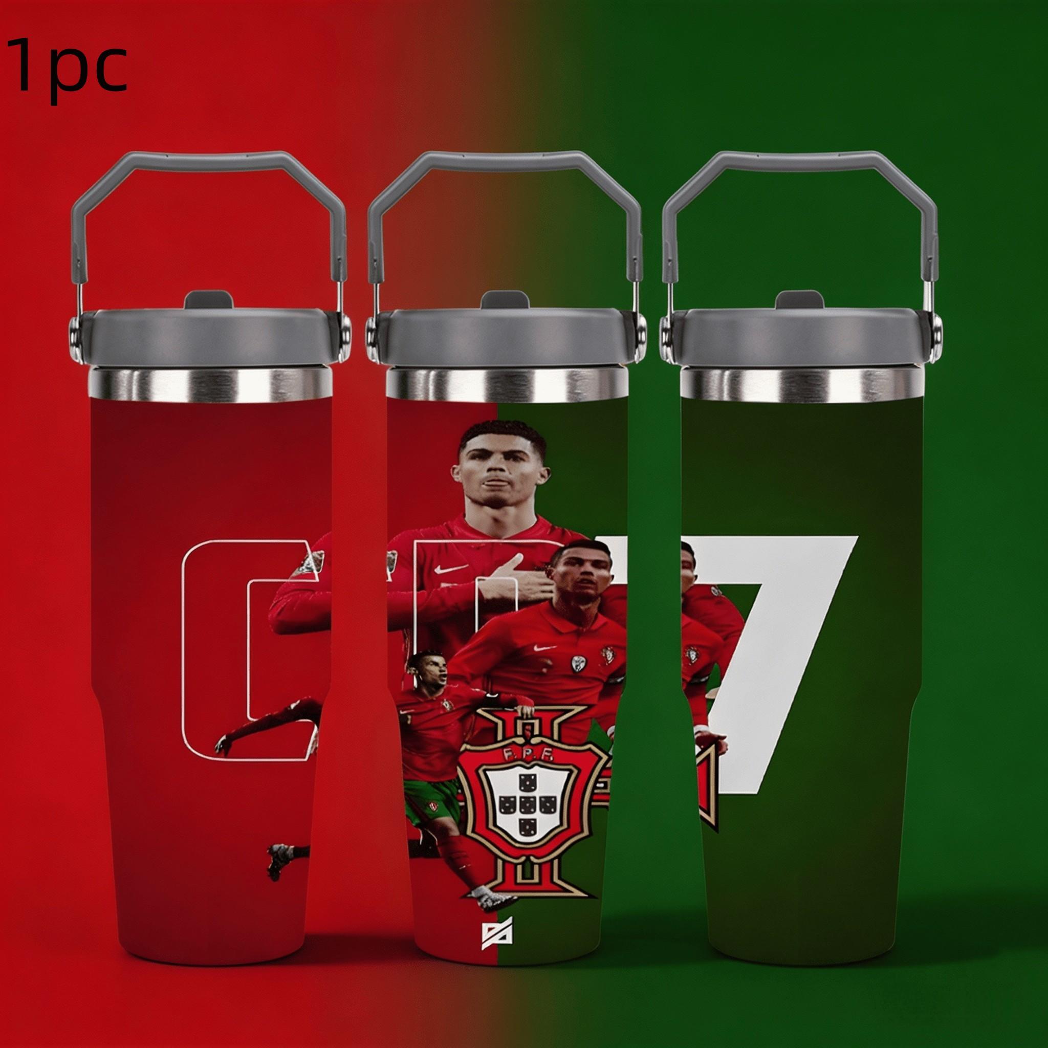 1pc 30oz stainless steel large-capacity car water bottle, Number 7 jersey Pattern，for Cristiano Ronaldo fans.for football enthusiasts. various patterns to choose from, fan gift, Outdoor camping Coffee Cups & Mugs