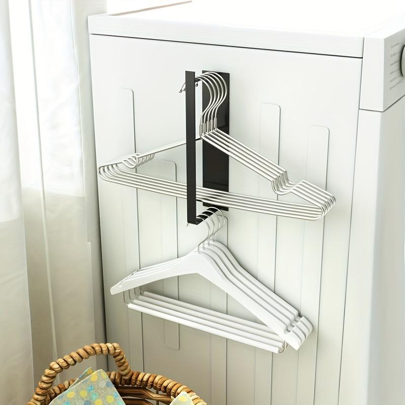 1 magnetic hanger storage rack, washing machine hanger storage rack, wardrobe laundry hanger stacking rack, balcony drying and wall hanging hanger storage rack - no punching design, simple installation, convenient storage