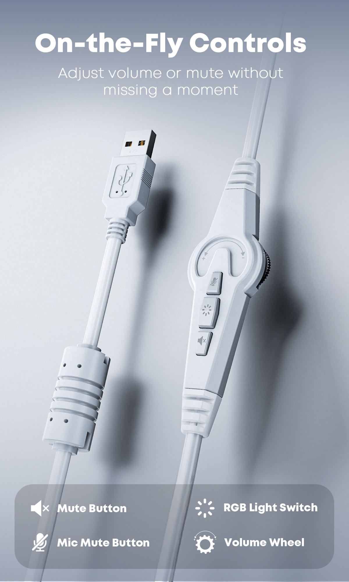 [New Upgrade] TAGRY TRONICX G5 Wired Gaming Headset with 50mm Driver, ENC Microphone, USB Headset with 7.1 Surround Sound, Control Box for PS5/Switch in Dock Mode (Not Compatible with Xbox or Controller)