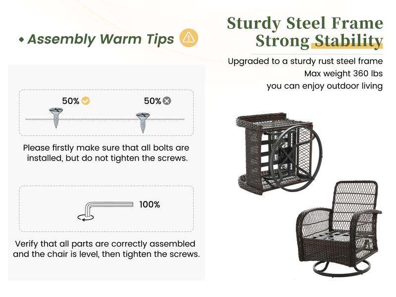 UDPATIO 3 Piece All-Weather Patio Furniture Set with Wicker Design, Rattan Rocking Chair, Glass Top Side Table Thickened Cushions Outdoor Deck Relax UDPATIO 3 Piece All-Weather Patio Furniture Set with Wicker Design, Rattan Rocking Chair, Glass Top Side Table Thickened Cushions Outdoor Deck Relax