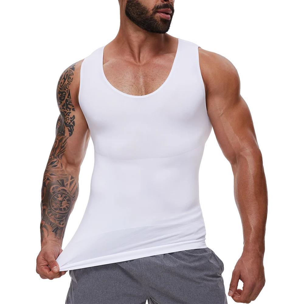 1/2/3/4 Pack Menswear Body Shaper Shapewear Compression Tummy Control Vest Comfy Stretchy Lightweight Workout Tank Top Fabric Breathable Sports Undershirt Elastic Soft Polyester SpringStatements