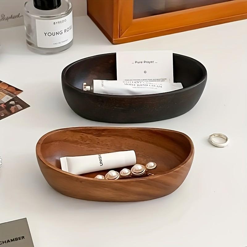 Natural Wood Vintage Appeal Oval Wooden Storage Box, Durable Jewelry Tray Organizer, Elegant Decorative Box, Decoration, Perfect for Vanity Coffee Table, Ideal Gift, Home Decor Organiser, Interior Storage Organizer, Dressing Table Box, Durable Organizers