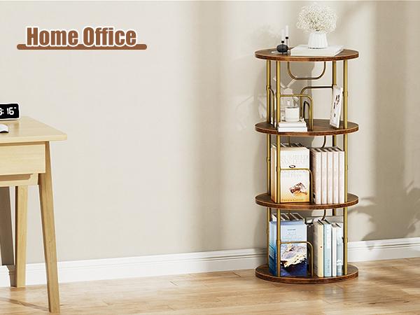 Flycity Rotating Bookshelf,3 Tier -5 Tier Spinning Bookshelf Tower,360° Display Unique Round Bookcase,Floor Standing Corner Revolving Bookshelf Storage Organizer for Home Study Office Furniture Living Room