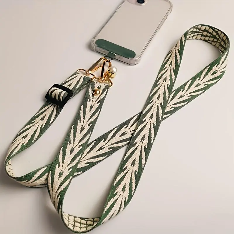 Embroidered Long Phone Lanyard, Diagonal Shoulder Strap, Adjustable Neck Strap, Phone Case, Phone Protective Cover, Anti-Lost Lanyard