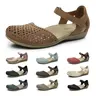 Rihero Women's Orthopedic Closed-Toe Flat Sandals - Elegant Classy Ankle Sandals with Breathable Hollow-Out Design, Cushioned Footbed, Arch Support, Adjustable Strap, Non-Slip Sole, All Seasons Footwear for Work, Weddings