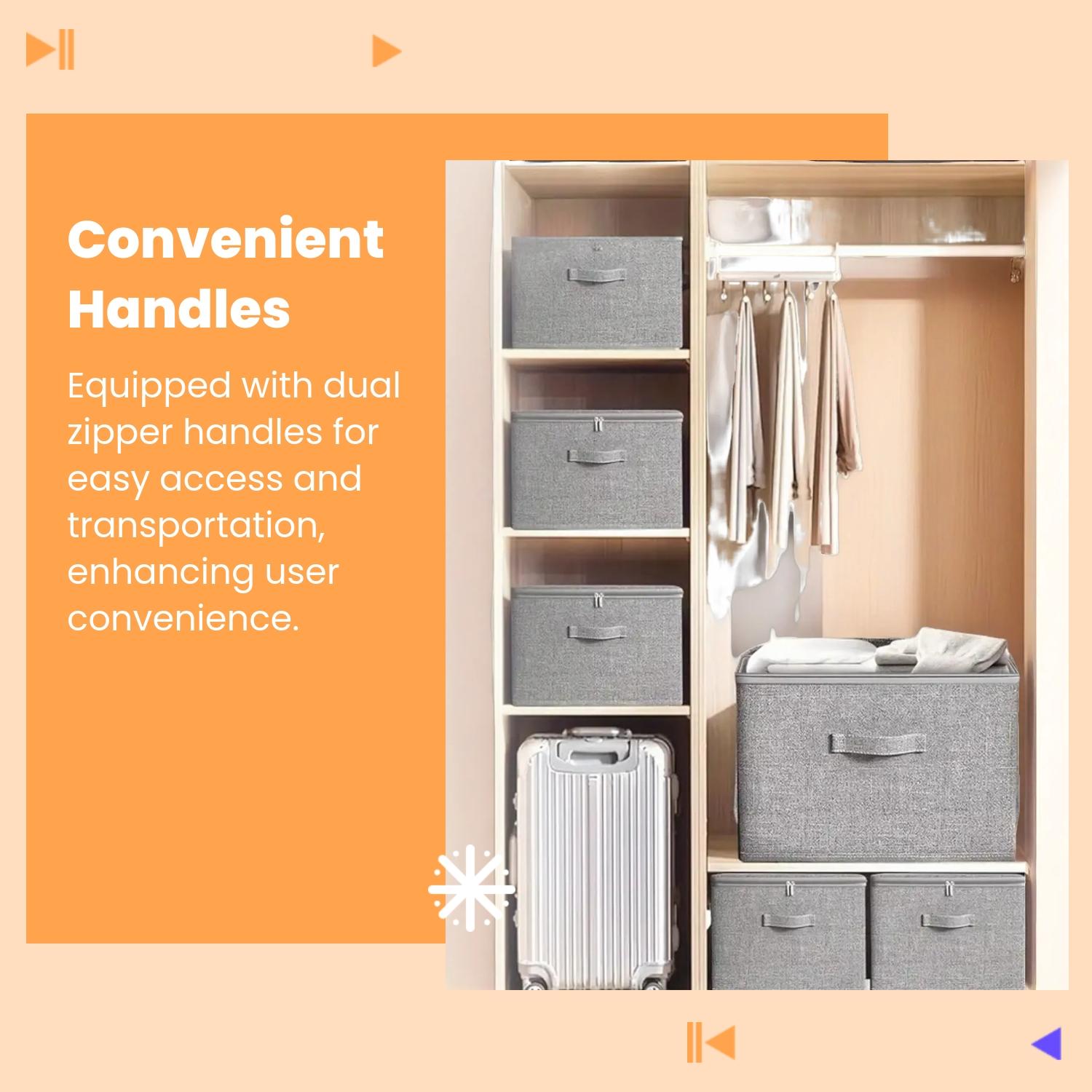 Large Foldable Storage Container, Ion Fabric, Dual Zipper Handles, Waterproof Design, Ideal for Closet, Bedroom, Kitchen, Books, Folding Storage Box