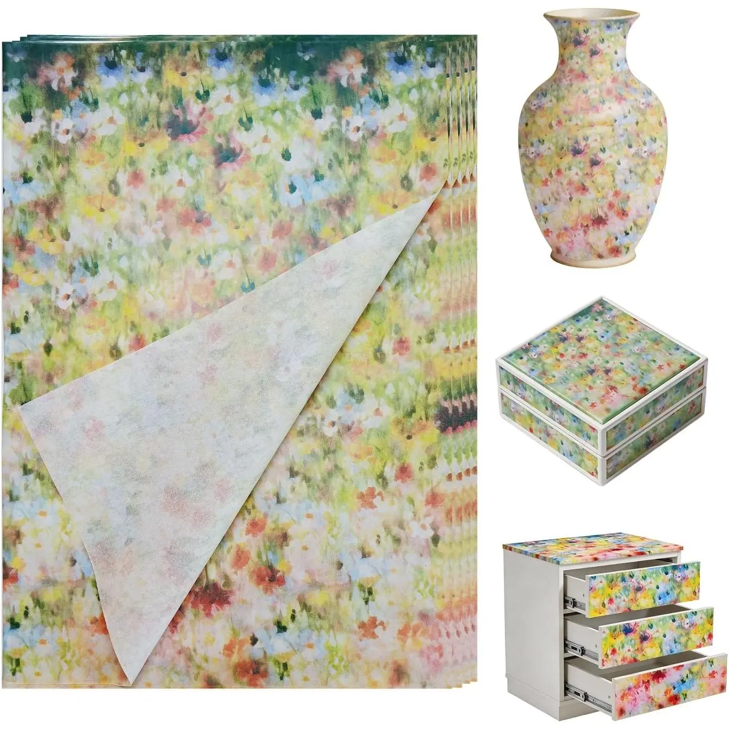 10 Pcs A Size Large Vintage Floral Rice Decoupage Paper, Oil Painting Garden Design Tissue for Furniture DIY Decoupage Crafts