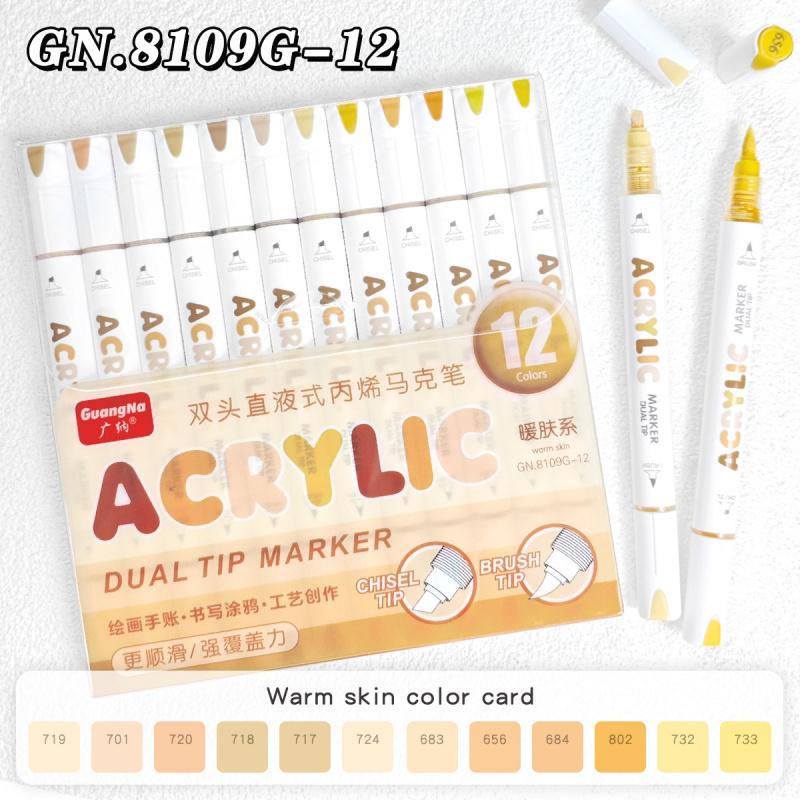 Acrylic Paint Pens Dual Tip Brush & Chisel Tip, Art Color Set Acrylic Paint Markers Automatic Ink Control,for Rock Painting,Ceramic,Wood, Canvas,Glass, Stone,Fabric,Card Making,DIY & Art Supplies, Acrylic Art Kit