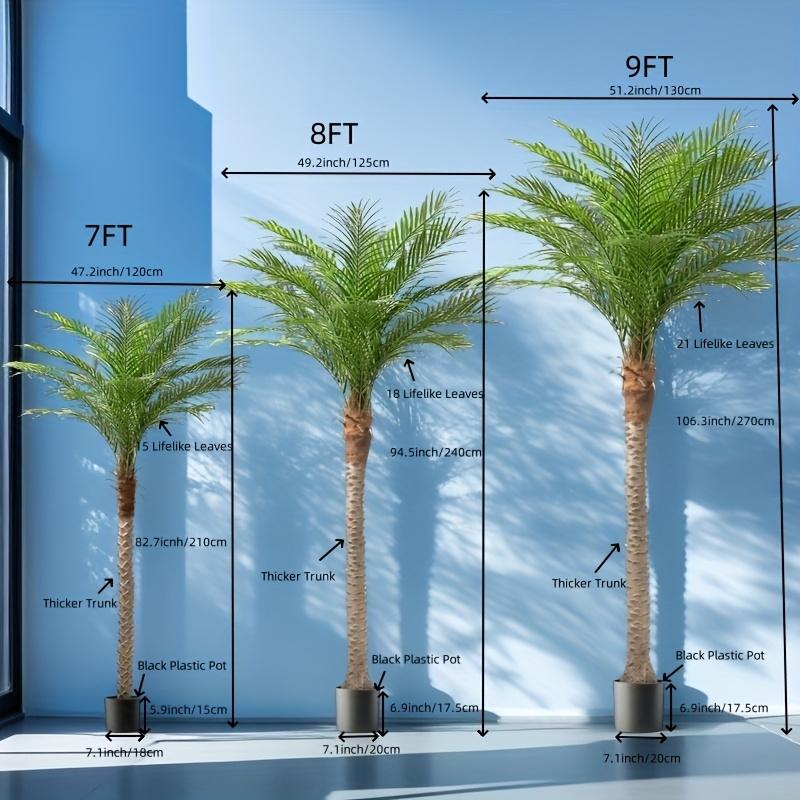 Artificial Phoenix Palm Tree 7FT 8FT 9FT Tall, Artificial Palm Tree, Trees Plants Outdoor Palm Trees, Large Faux Coconut Palm Tree Tropical, For Home Decor Office Living Room Yard Outside Patio Poolside
