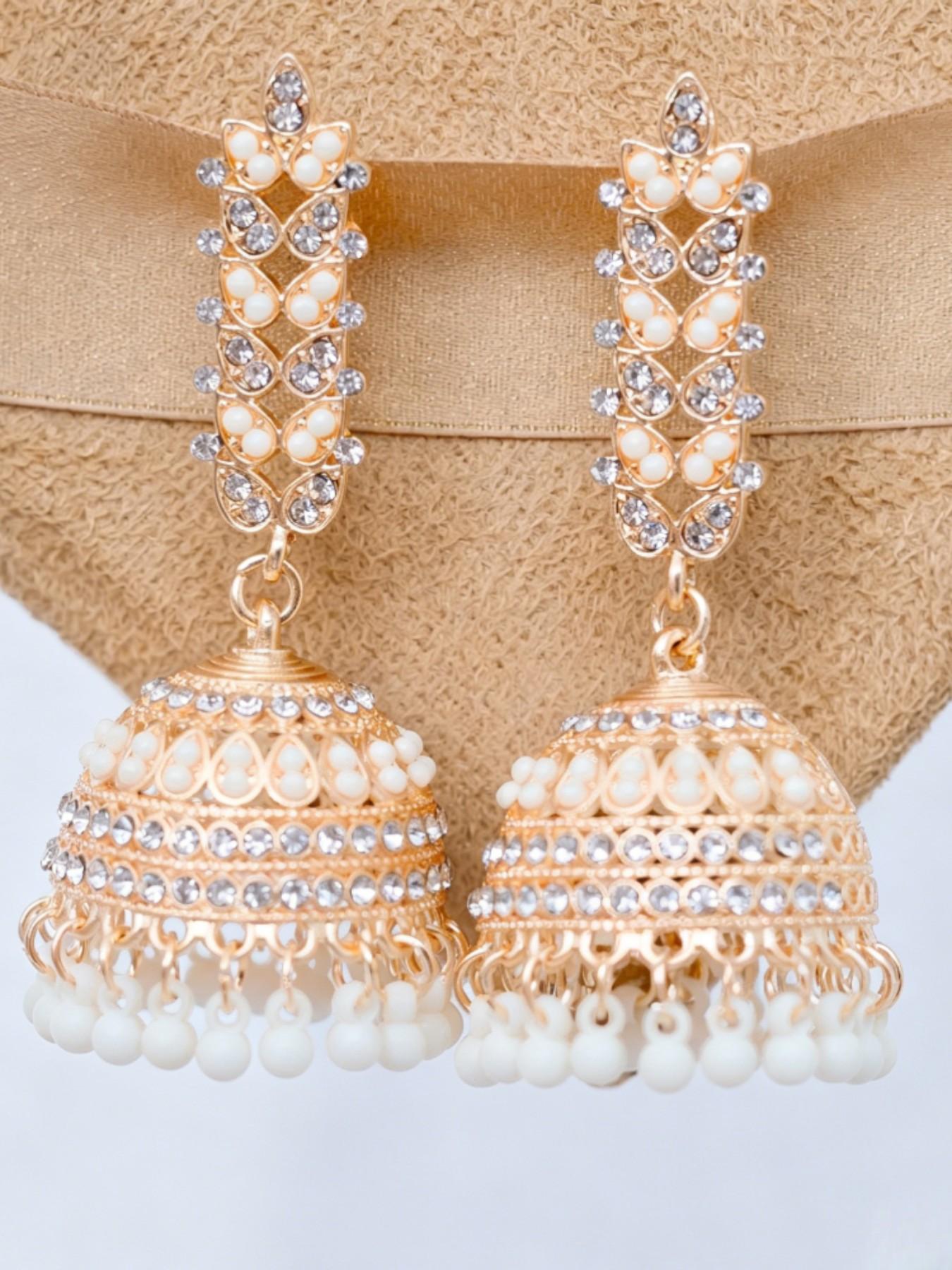 Indian Ethnic Birdcage Bell Jhumka Earrings, Heavy Rhinestone Beaded Long Fringe, Vintage Hollow Out Courtly Ear Jewelry, Bohemian Gift, Vintage Statement Earrings