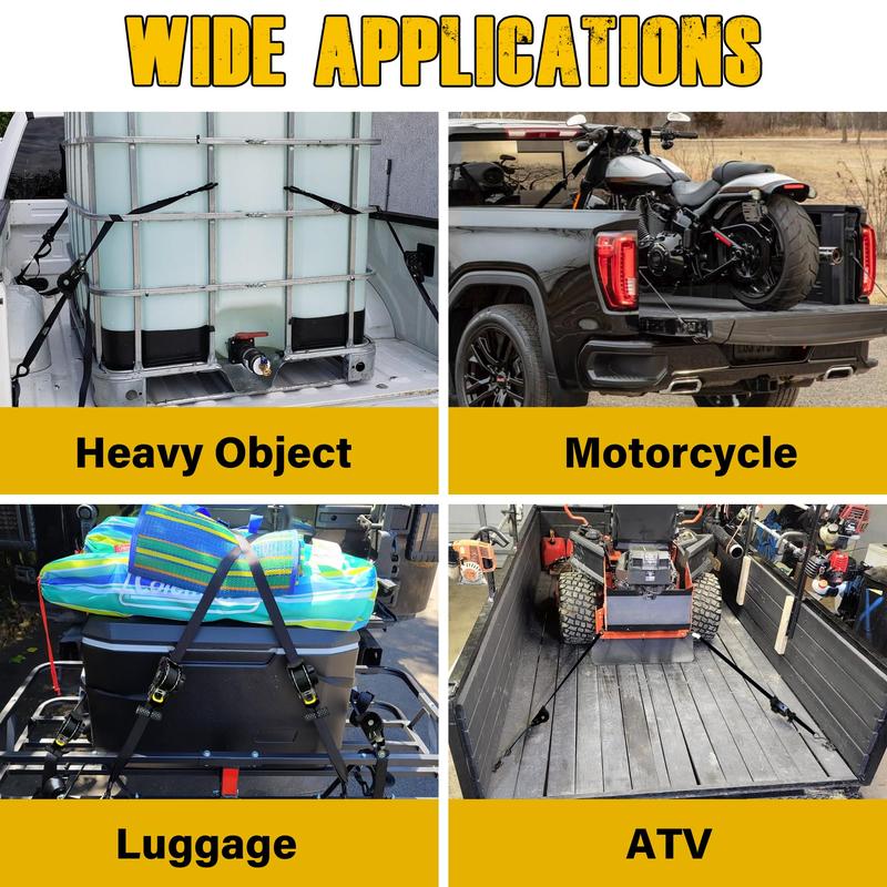 1x100 Retractable Ratchet Tie Down Straps Heavy Duty with Soft Loops Non Slip No Tangle for Motorcycle Cargo Trailer and Truck Transport Durable Nylon Rope Adjustable Ropes