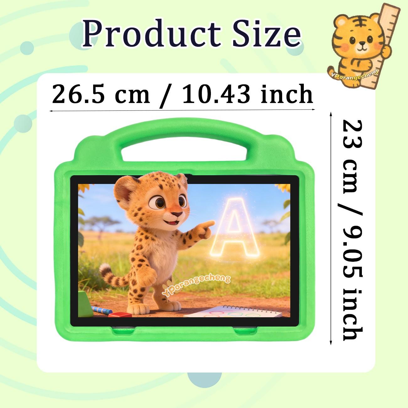 Summer New 10.1" Kids Student Tablet Set, 5G+WiFi, HD Screen, Dual Cameras & Shockproof Case, Multi-use for Office, Study, Education & Entertainment, Unisex Ideal Gift for Easter, Halloween, Christmas & Birthday, Blue/Pink/Orange/Green,No Adapter