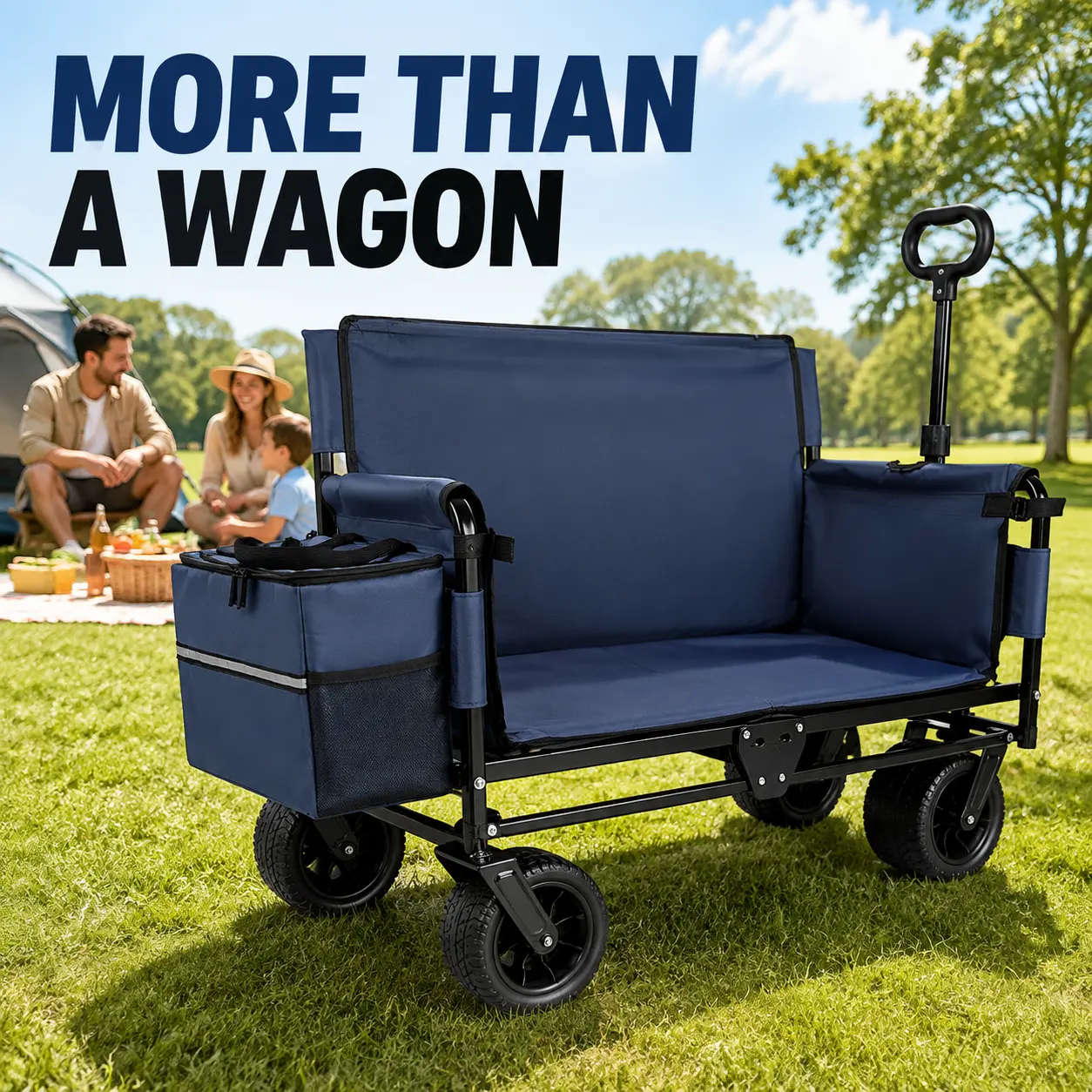 3‑in‑1 Folding Utility Wagon Cart with Bench Seat, 180L Large Capacity, All‑Terrain Wheels, Max Load 500 LBS, Included Ice Pack-0034