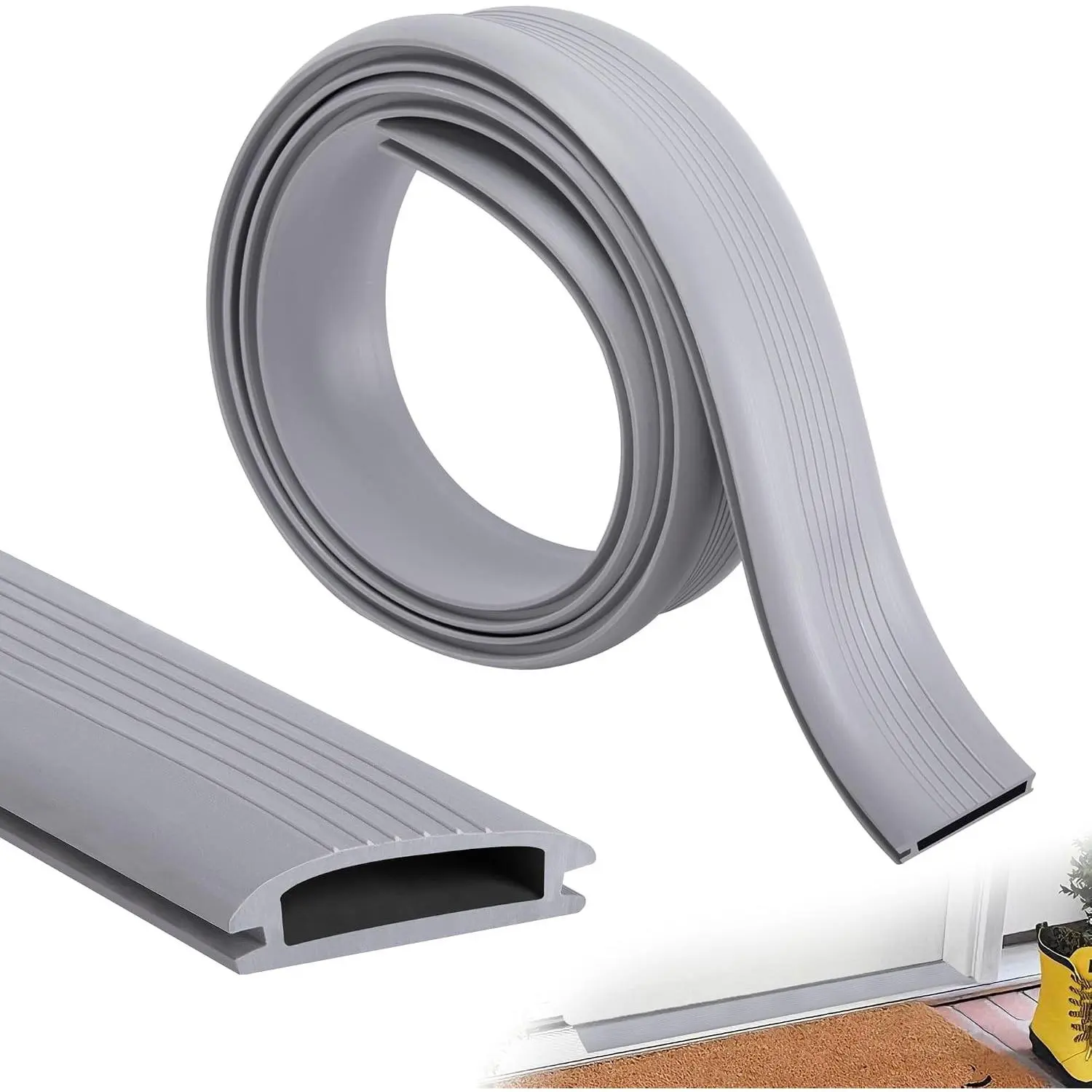 2 Pcs 39 Inch Vinyl Replacement Insert, Cuttable Threshold Seal Insert Replacement, Exterior Door Threshold Seal Strip for Door Weather Stripping Sealing