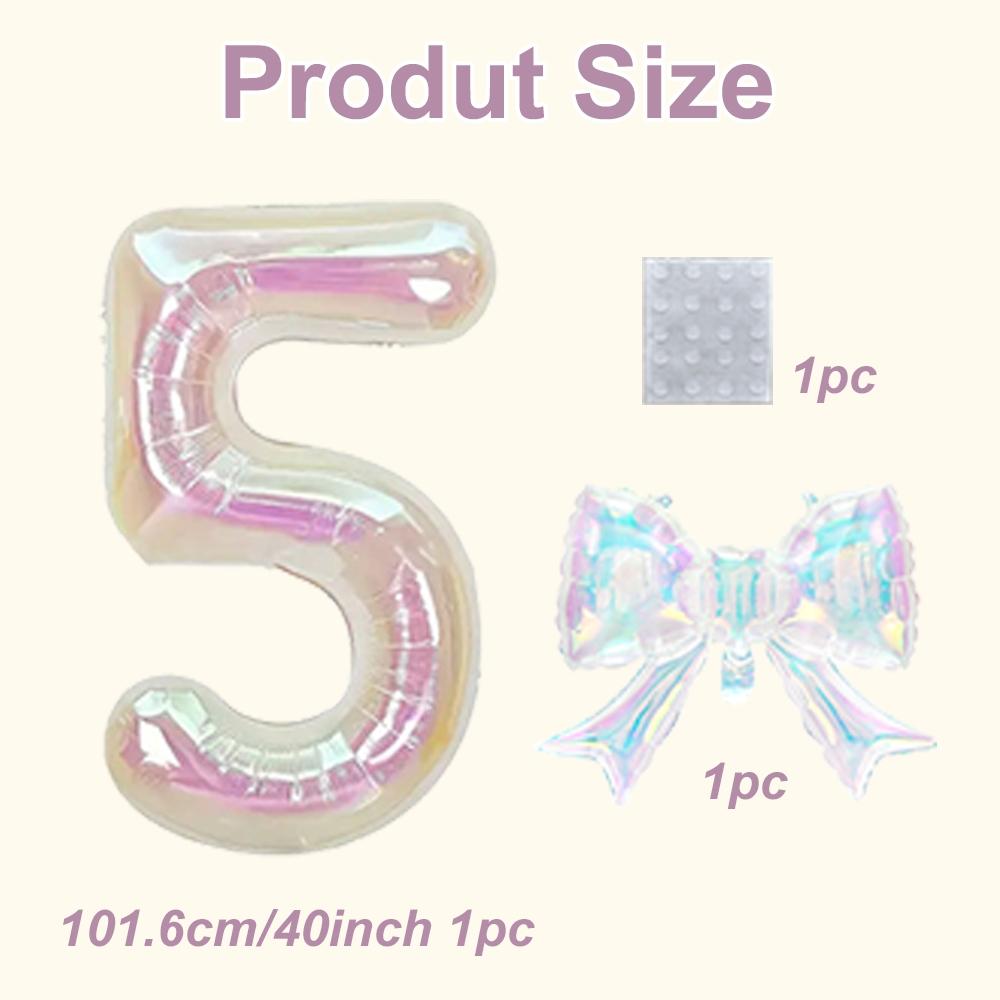 2pcs Large 40 Inch Transparent Rainbow Number Balloons, Party Decor for Graduation, Wedding, Baby Shower, Anniversary, Birthday