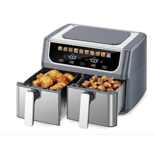 Dual Basket 9.5QT Air Fryer for Family Meals Double Air Fryer with Sync Finish Independent Temp Control and 10-in-1 Cooking Presets