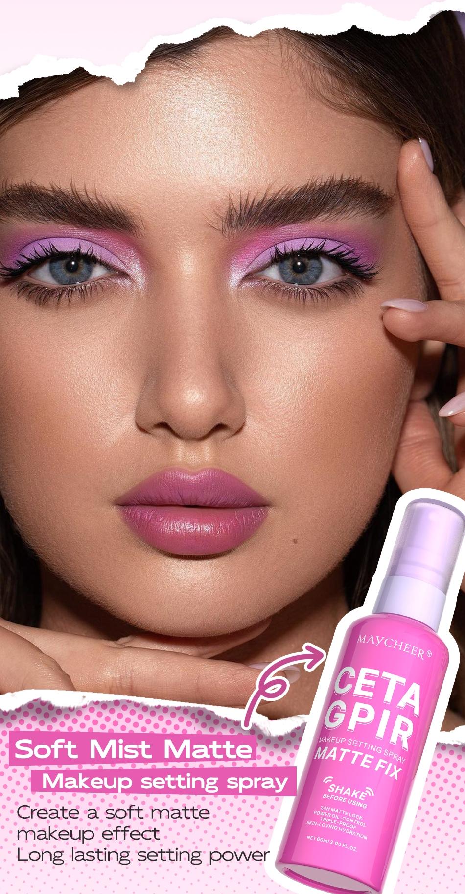 Maycheering Get Grip Matte Water Gloss Setting Spray, Makeup Setting Mist, Makeup Fixing Spray - 2.03oz Waterproof Oil Control Moisturizing Setting Spray, Light Lasting Formula, Anti-smudge, All Day Lasting Setting for Sensitive Light Skin
