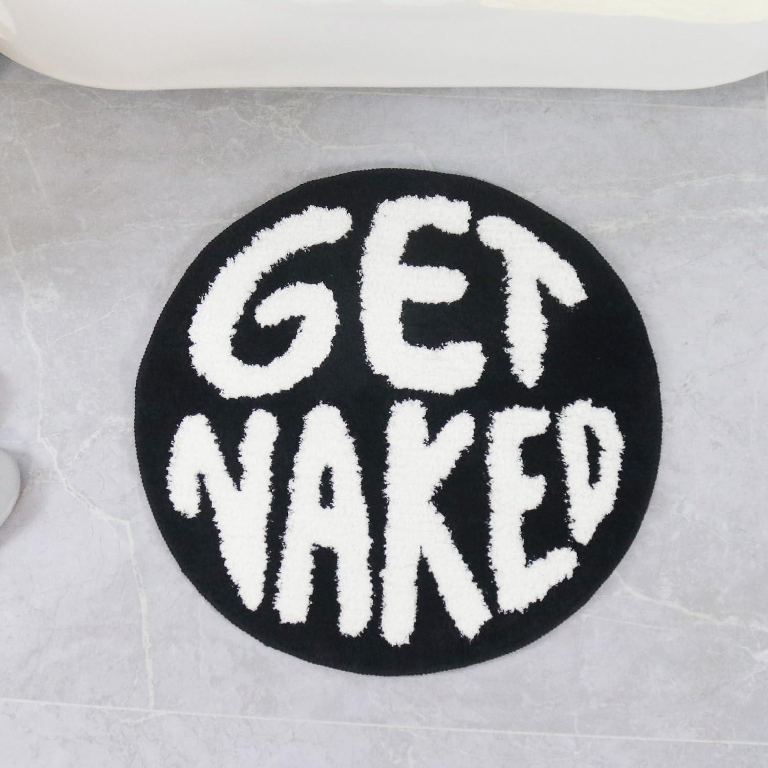 High-End Bathroom Rug, Fun 'get Naked' Round Mat, Soft Short Pile, Multi-Sizes, Easy Clean, Decorative Pad for Bedroom & Bath