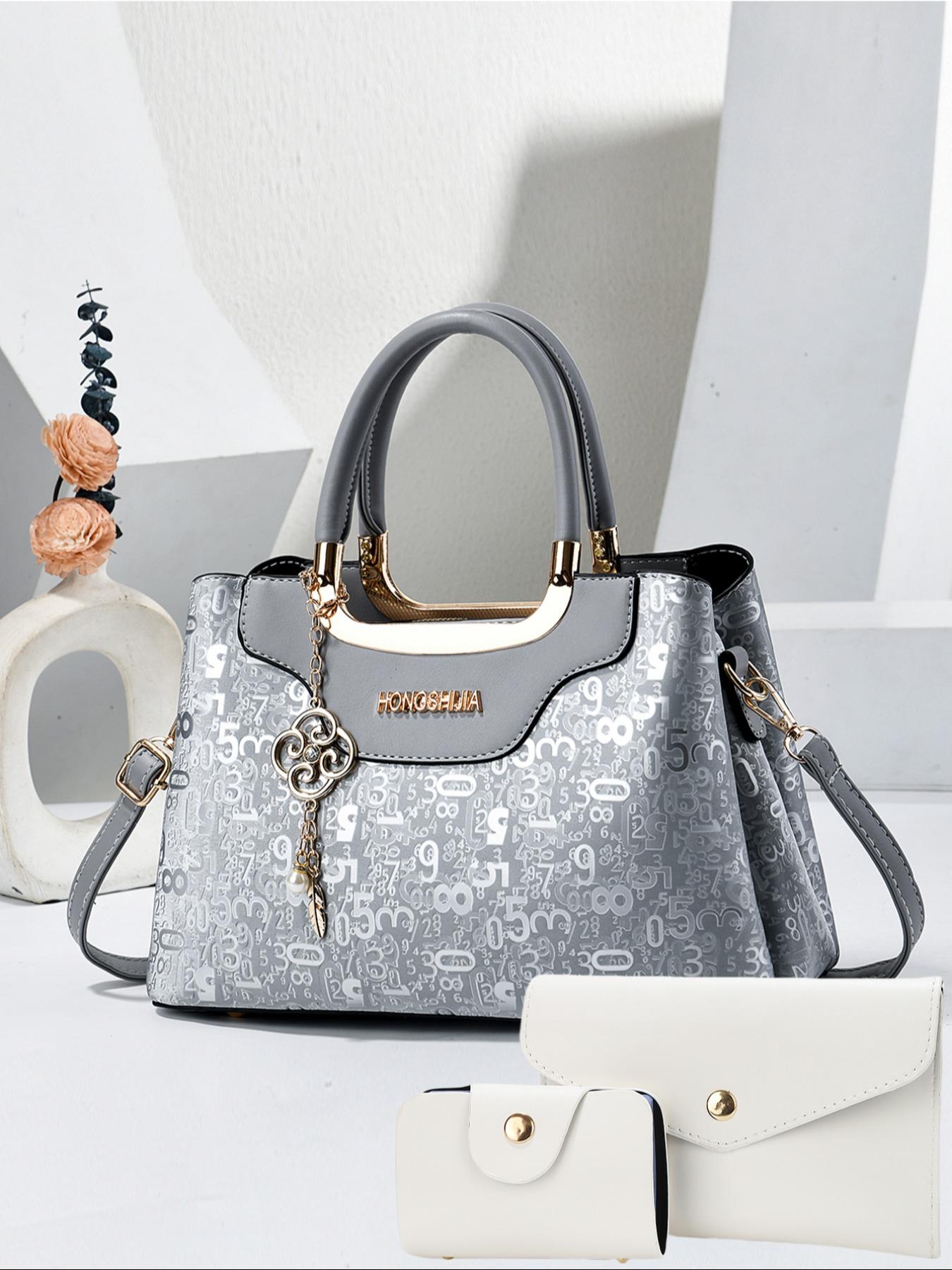 Women's Fashion Shoulder Bag Set, Casual Crocodile Print PU Material, Versatile Three-Piece Bundle for Daily Use, Perfect Gift Idea