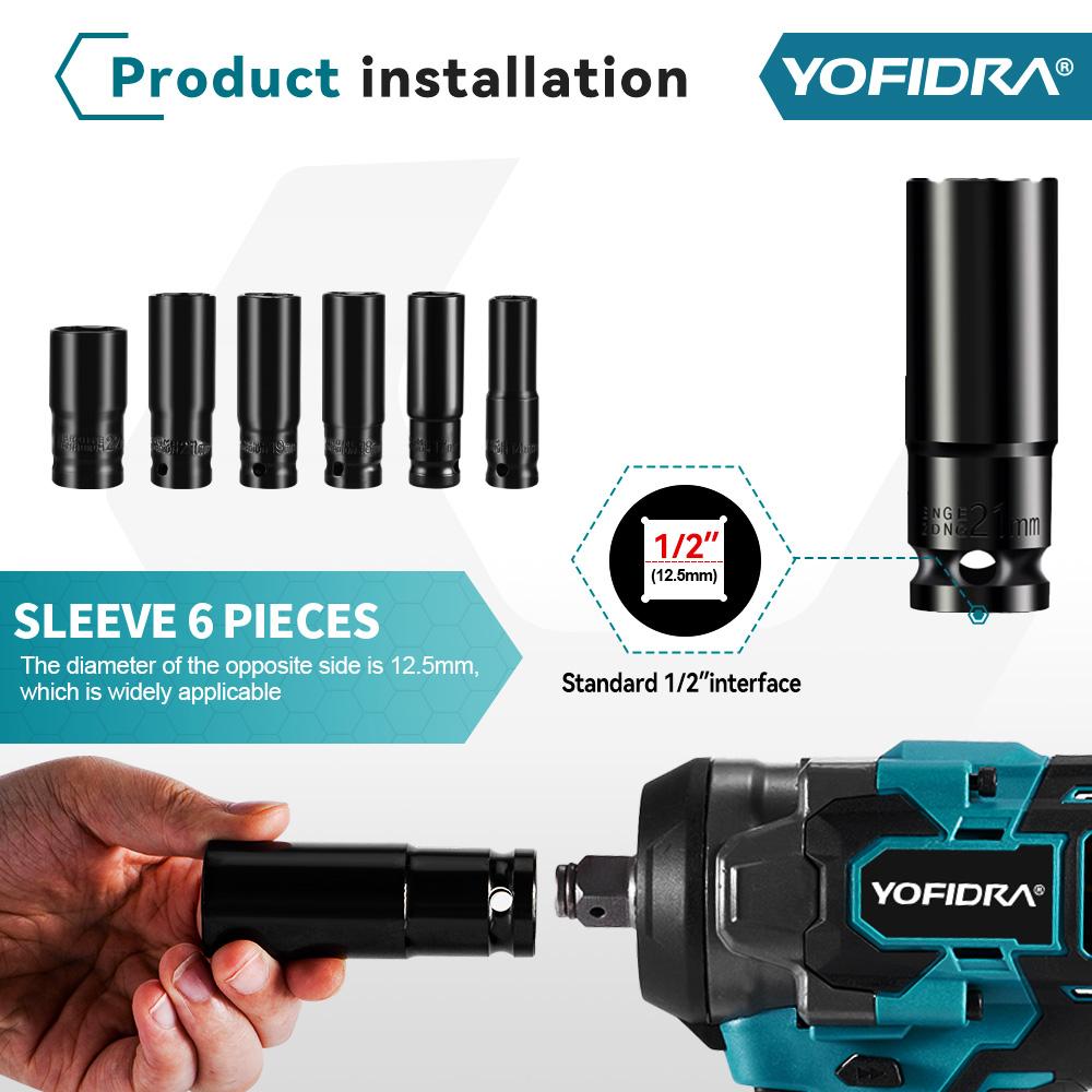 YOFIDRA 44-Piece Impact Wrench Accessory Kit – Sockets, Bits, Drills, Extension Rods & More, Set for 1/2" Square Drive Wrenches