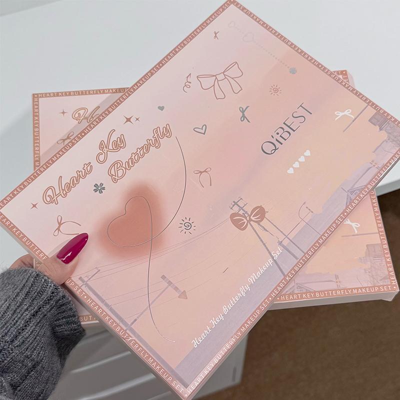 Qibest Makeup Palette Set, Makeup Combo, Lip Gloss & Cream, Blush, Eyeshadow Powder, Brow Pencil, Eyeliner Pen, Necklace, Full Face Kit, Beauty Bundle Kit, Gift for Her