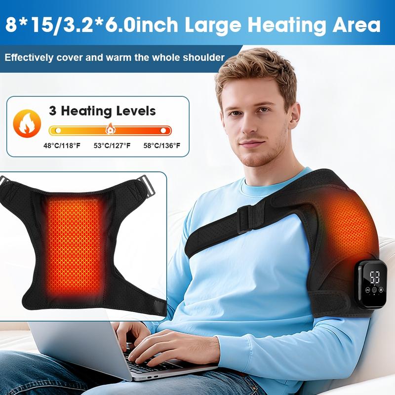 Shoulder Heating Massager, Cordless 3 Vibration Modes, 3 Heat Settings, Adjustable Heating Temperature, Large Shoulder Wrap, Left & Right Shoulders, Rotator Cuff Heating Pad, Christmas Gift