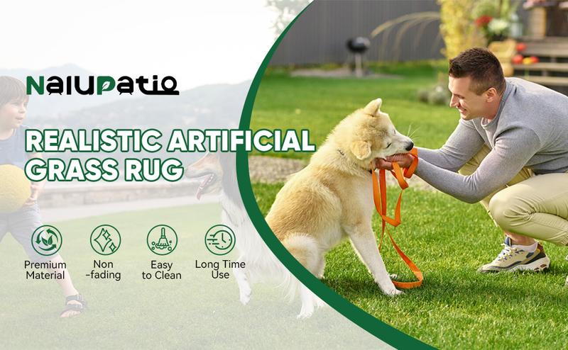 Artificial Grass Outdoor Indoor, 3 FT x 5 FT Faux Turf Lawn, 0.4" Artificial Grass Rug for Patio, Rug Synthetic Grass Mat with Drainage Holes